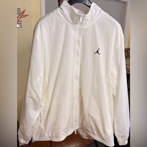 GORGEOUS Nike Air Jordan White Double Zipper Jacket, Men's 2XL !!!